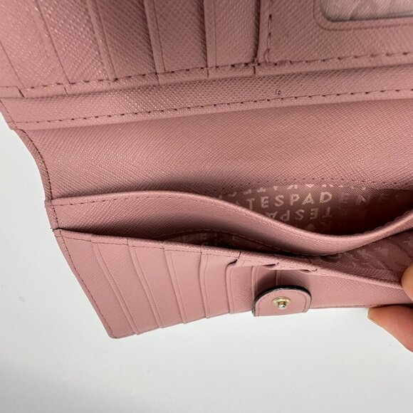 Kate Spade Saffiano Leather Wallet Multiple Card Holder Back Zippered Rose Pink - Picture 9 of 12